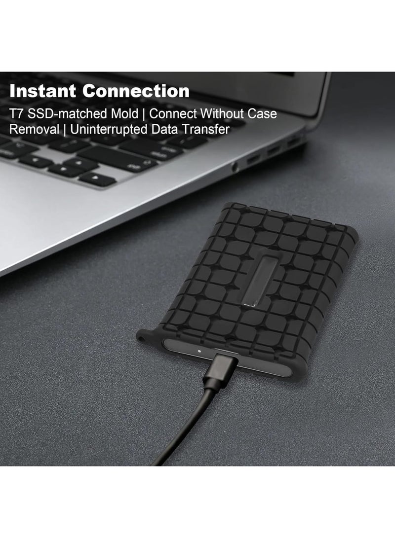 Carrying Case for T7 SSD, Portable Silicone Protective Sleeve for 500GB, 1TB, 2TB, 4TB External Solid State Drive, Travel Pouch with Carabiner, Black - Image 3