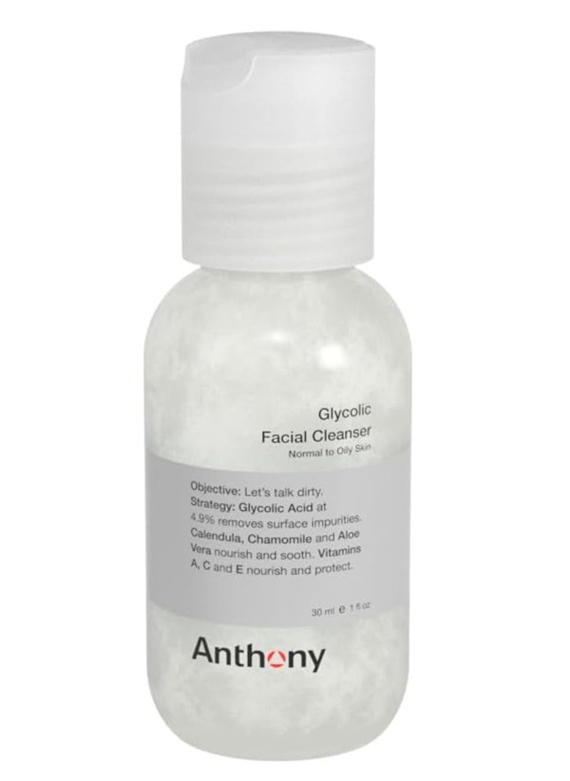 Anthony Anthony Glycolic Facial Cleanser for Men, Daily Exfoliating & Hydrating Face Wash, Shave Prep, Non-Foaming, Deep Cleansing, Gentle on Sensitive Skin, Removes Dirt & Oil, Smooths Texture, 1 Fl Oz  - Image 1