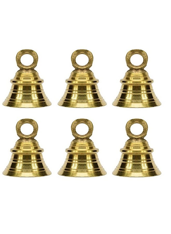 UAPAN Brass Hanging Bell for Home, Temple Decoration with J Hook Medium (2.5 inch, Pack of 6) - Image 1