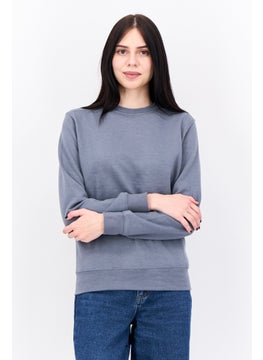 Women Crew Neck Long Sleeve Plain Sweatshirt, Grey
