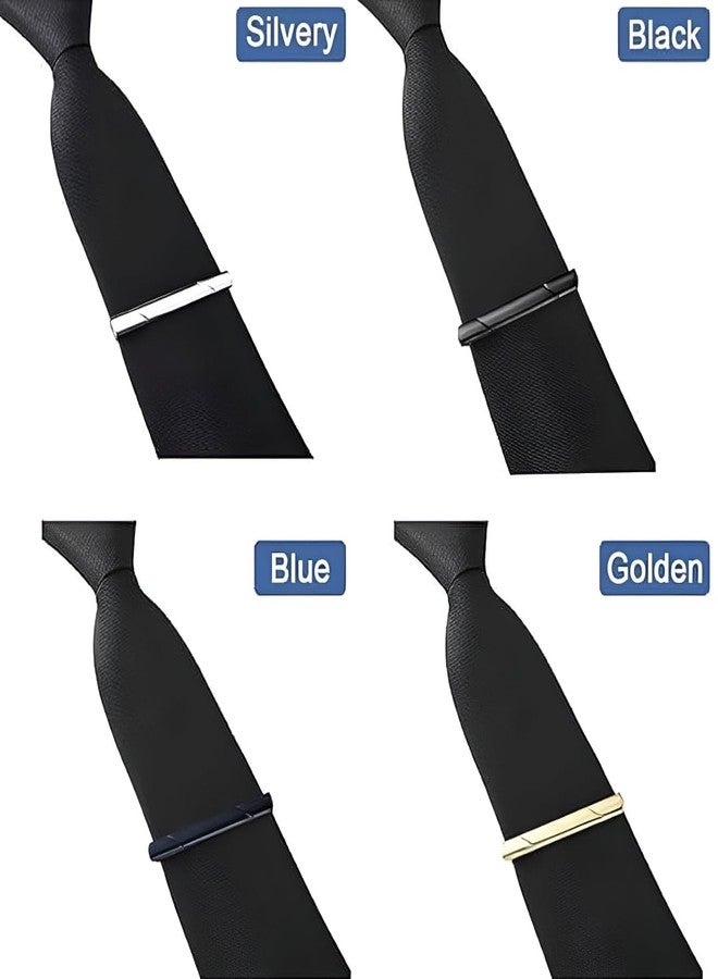 GOMNIK 4 Pcs Men’s Tie Pins Set, Elegant Tie Clip for Business & Formal Occasions, Plain Twill Design, Durable Metal Fashion Accessory for Suits - Image 3