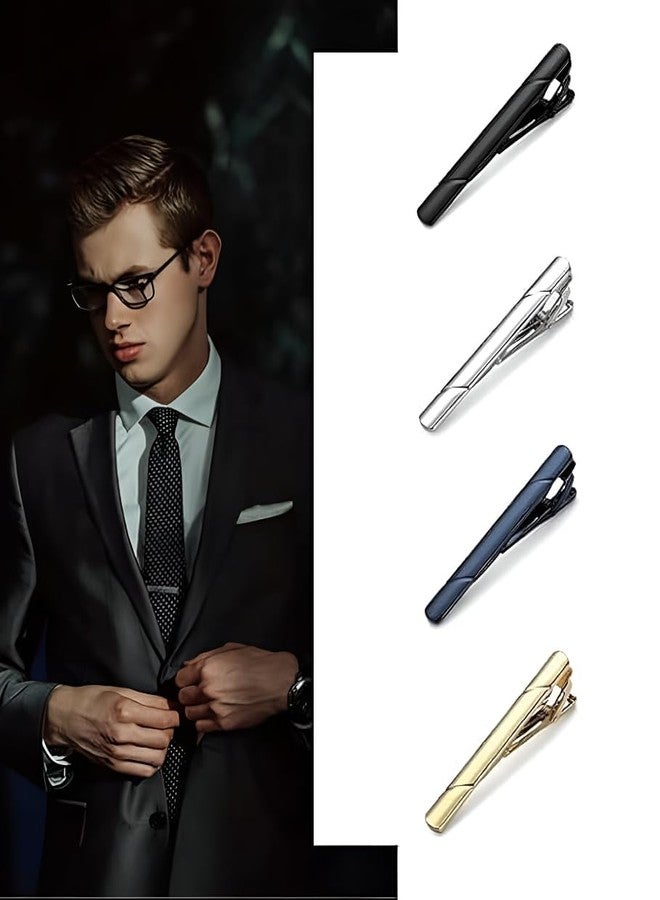 GOMNIK 4 Pcs Men’s Tie Pins Set, Elegant Tie Clip for Business & Formal Occasions, Plain Twill Design, Durable Metal Fashion Accessory for Suits - Image 2