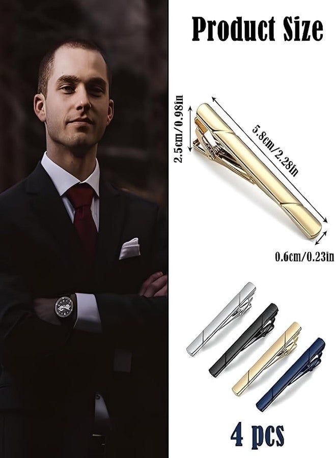 GOMNIK 4 Pcs Men’s Tie Pins Set, Elegant Tie Clip for Business & Formal Occasions, Plain Twill Design, Durable Metal Fashion Accessory for Suits - Image 4