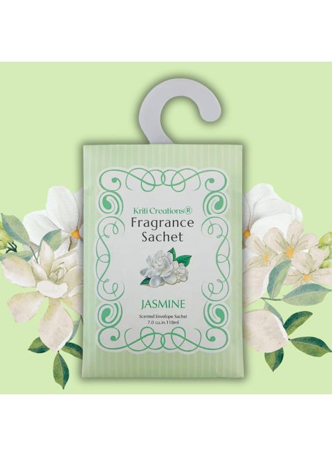 Kriti Creations Fragrance Sachet Jasmine Pack of 2 30Gm Each Home Fragrances Sachets for ClosetsDrawersCupboardsSmall Spaces Woody Fragrance Air Freshener