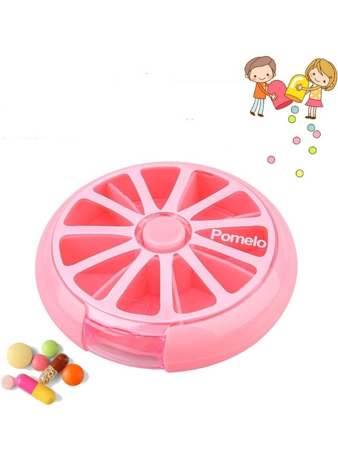 Pill organiser, Travel Portable 7 Slot Vitamin Medicine Pill Box Case Holder Organizer Container, Cute Fruit - Pink - Image 1