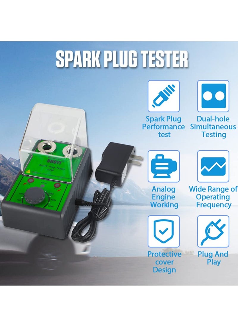 X-PRO5 Car Spark Plug Tester Dual Holes Adjustable Working Frequency Tester SparkPlug Tool for 12V Gasoline Vehicles Motorcycle Ignition Coil Tester with A Protective Cover  - Image 2