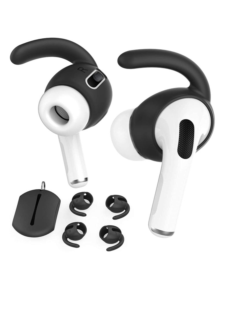 Suntown 3 Pairs Ear Hooks Covers for AirPod Pro (Added Storage Pouch) Anti-Slip Ear Tips Compatible with Apple AirPod Pro (Black) - Image 1