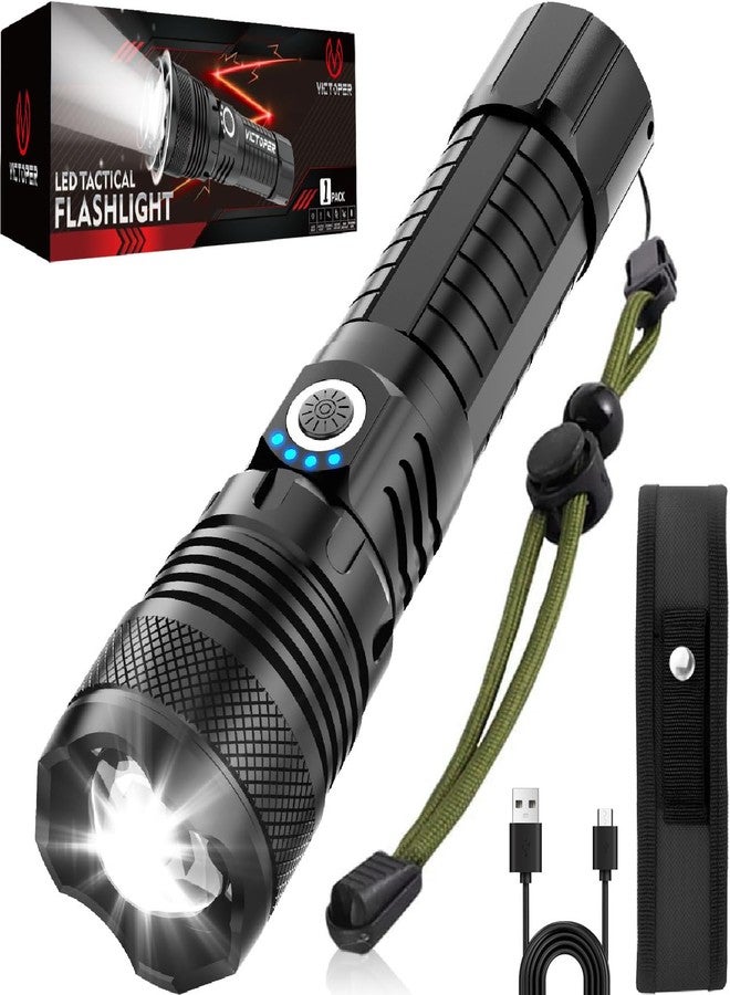 Victoper LED Flashlights, High Powered High Lumens Super Bright Tactical Flashlight, Rechargeable, 5 Modes Zoomable Waterproof Flash Lights for Emergency, Outdoor, Home, Camping, Hiking - Image 1