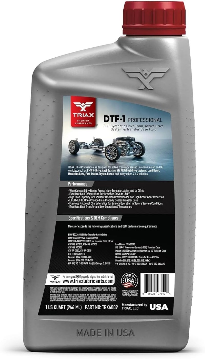 TRIAX DTF-1 زيت علبة النقل اصطناعي بالكامل | تعبئة مدى الحياة | لجميع الفصول حتى -50 درجة مئوية | متوافق مع BMW Xdrive، Audi/VW Quattro، Range Rover، Ford، Porsche والعديد من الآخرين - Image 3