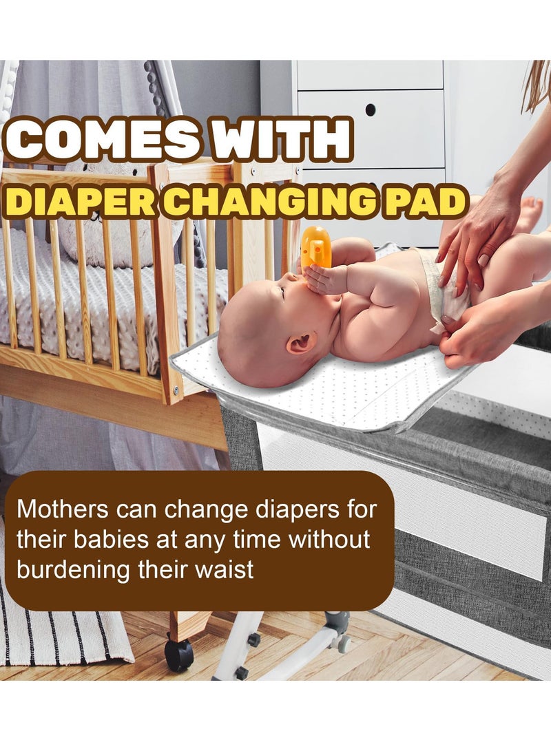 زيريفام Zerifam السرير -- سرير قابلة للطي ، وارتفاع قابل للتعديل سرير الطفل ، مع أكبر سلة التخزين ، والناموسيات ، صامت عجلة احادي ، من السهل تجميع سرير الطفل . - Image 3