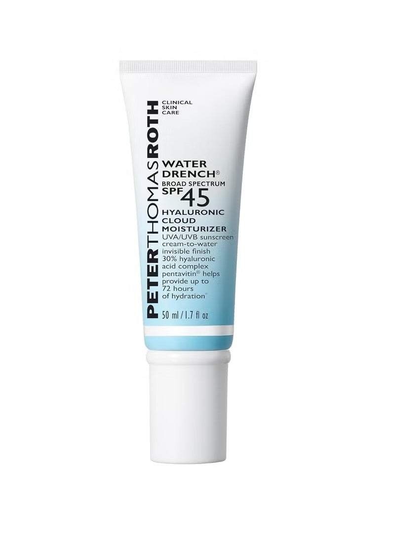 بيتر توماس روث بيتر توماس روث  Water Drench Broad Spectrum SPF 45 Hyaluronic Cloud Moisturizer  SPF Moisturizer للوجه ، واقي شمسي خفيف الوزن للوجه (حزمة من 1)  - Image 1