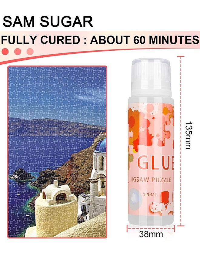 SAM SUGAR Puzzle Glue With Sponge Head, Jigsaw Puzzle Glue For Kids, Puzzle Glue Clear With Applicator, Water-Soluble Special Craft Puzzle Glue, Puzzle Saver For 1000/1500/3000 Pieces Of Puzzle, 120ML  - Image 3