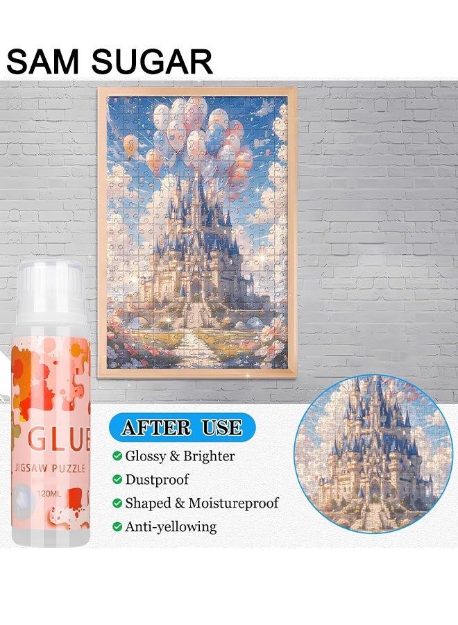 SAM SUGAR Puzzle Glue With Sponge Head, Jigsaw Puzzle Glue For Kids, Puzzle Glue Clear With Applicator, Water-Soluble Special Craft Puzzle Glue, Puzzle Saver For 1000/1500/3000 Pieces Of Puzzle, 120ML  - Image 5