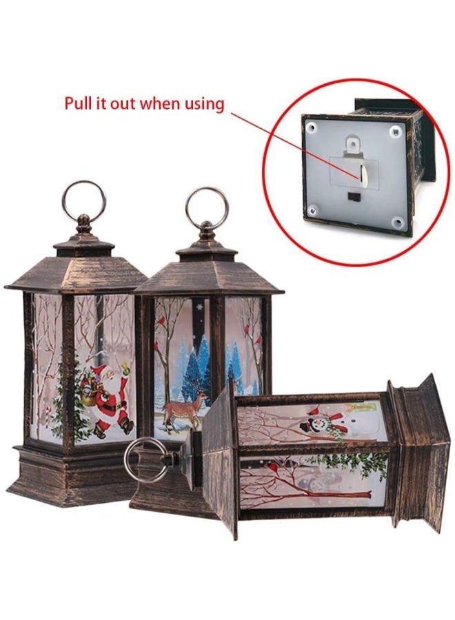 Christmas Decorations Lantern, 3PCS Christmas Decorations Lights Vintage Xmas Candle with LED Tea Light Santa Claus Elk Snowman Pattern Lights Fireless Candles Lamp for Christmas Party Decor - Image 4