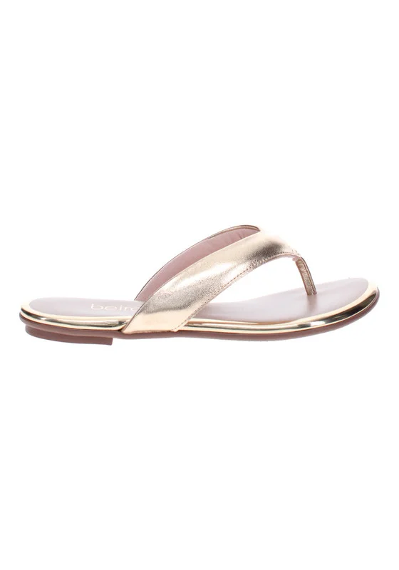 Beira Rio  Beira Rio Ladies Flat Sandals Golden | Made In Brazil for Women | Best Price UAE