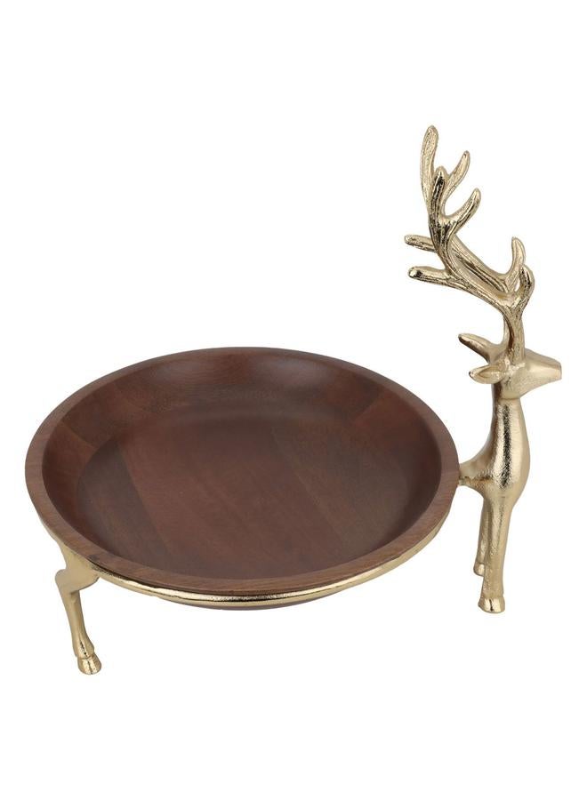 Alsaif Wooden Serving Bowl 29 X 29 X 13 Cm Round Base Wooden Brown - Image 2