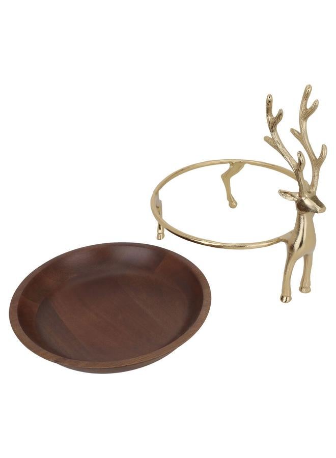 Alsaif Wooden Serving Bowl 29 X 29 X 13 Cm Round Base Wooden Brown - Image 3