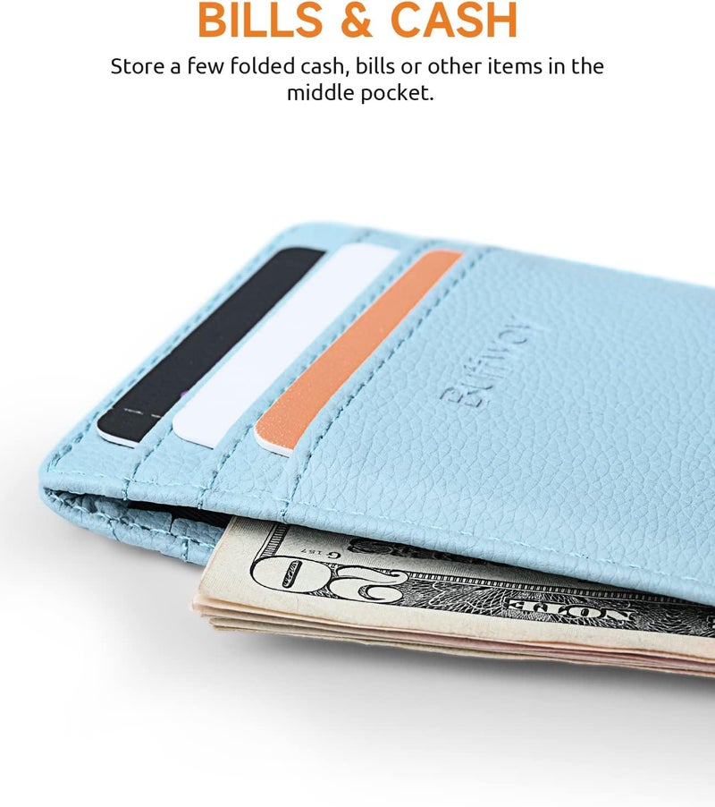 Buffway Mens Slim Wallet, Minimalist Thin Front Pocket Leather Credit Card Holder with RFID Blocking for Work Travel - Image 5