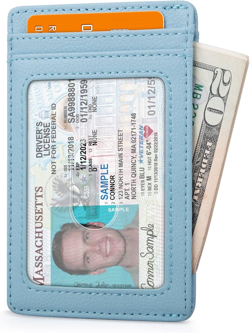 Buffway Mens Slim Wallet, Minimalist Thin Front Pocket Leather Credit Card Holder with RFID Blocking for Work Travel - Image 2