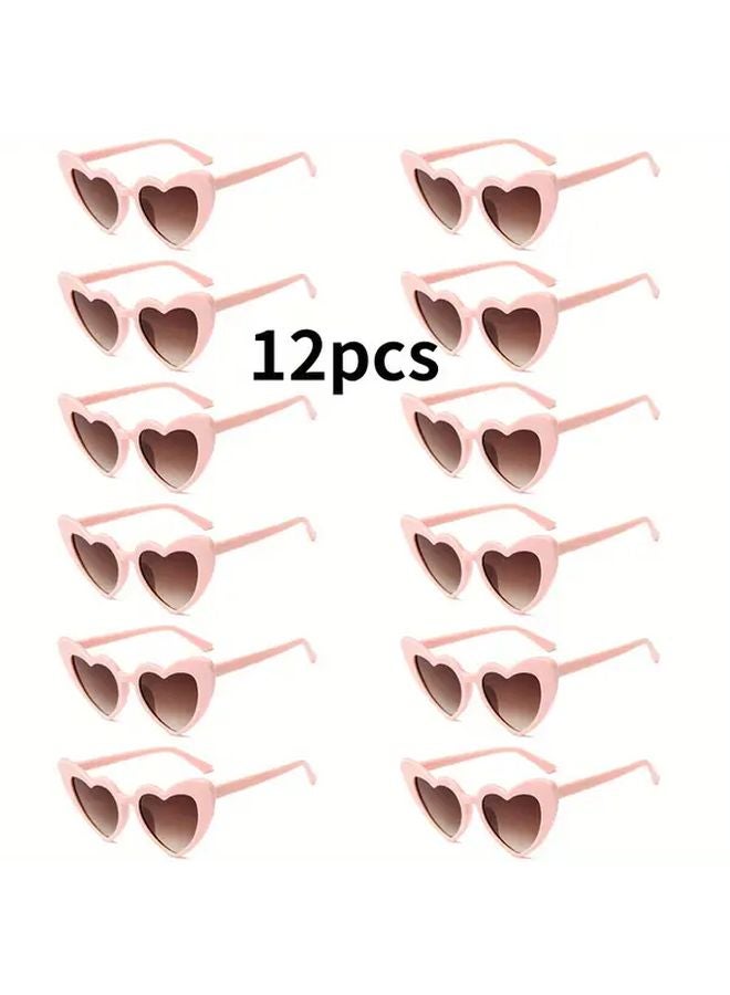 12pcs Pink Heart Shaped Glasses Plastic Party Favors For Wedding Photo Booths - Image 1