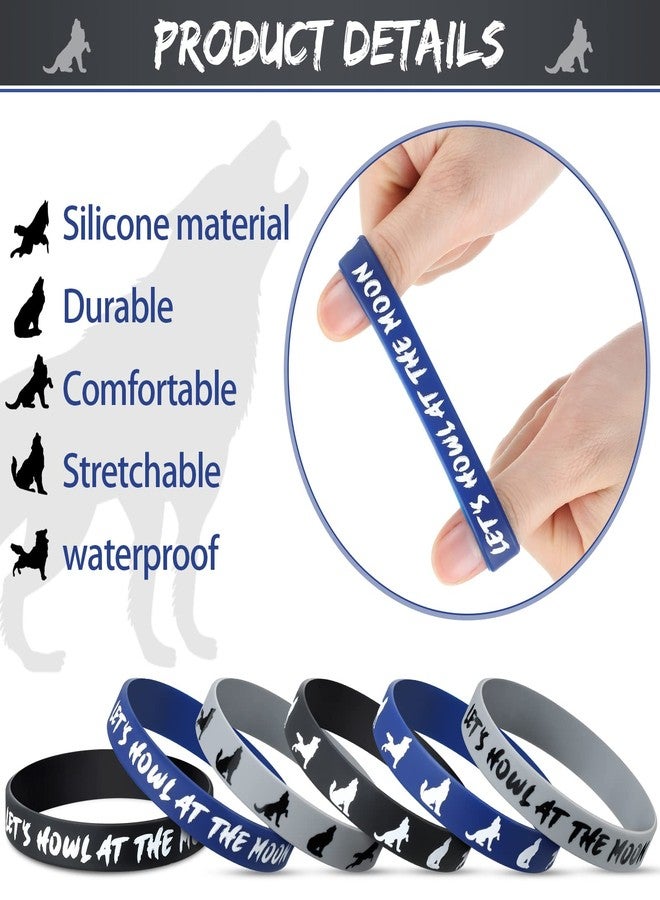 Junkin 30 Pieces Wolf Themed Party Rubber Bracelets Silicone Wolf Animal Printed Baby Shower Wristbands Birthday Supplies for Boy Girl Animal Themed Parties - Image 3