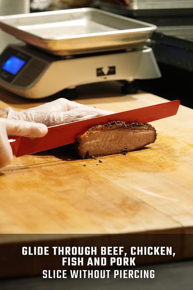 Dalstrong Slicing Knife - 12 inch - Shadow Black Series - Marauder Red Edition - Red Non-Stick Coating - High Carbon - 7CR17MOV-X Vacuum Treated Steel Carving Knife - Kitchen Knife Slicer - Sheath - Image 3