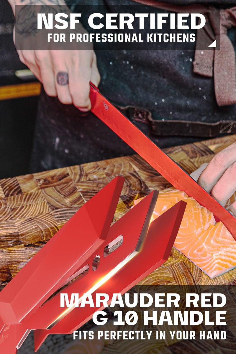 Dalstrong Slicing Knife - 12 inch - Shadow Black Series - Marauder Red Edition - Red Non-Stick Coating - High Carbon - 7CR17MOV-X Vacuum Treated Steel Carving Knife - Kitchen Knife Slicer - Sheath - Image 4