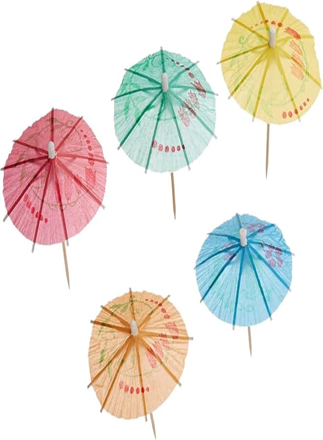 PuTwo PartyWoo 3.9" Cocktail Parasols Cocktail Umbrella Sticks Party Frilled Sandwich, Appetizer, Cocktail Picks Party Supplies Plates Cake Drink Picks 144 Count - Multicolor