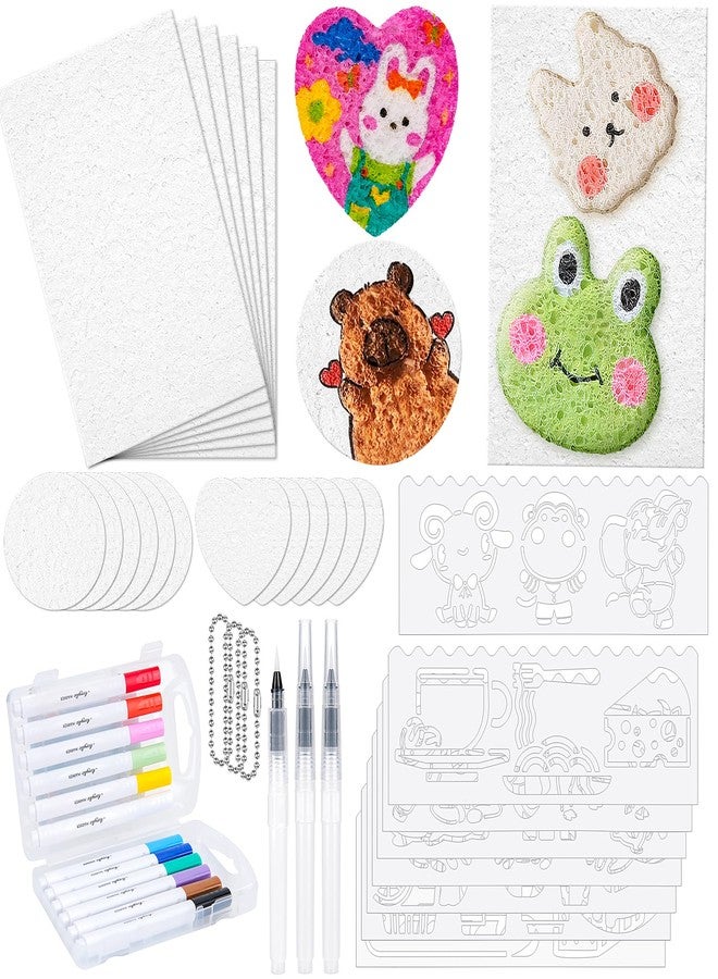 Meetory Magic 3D Foam Texture Painting Kit, Including 18 Pcs Foam Texture Paper, 12 Acrylic Paint Markers, 3 Watercolor Brush Pens(L,M,S),18 Bead Chains and 8 Pre-Designed Sticker Line Drawings - Image 1