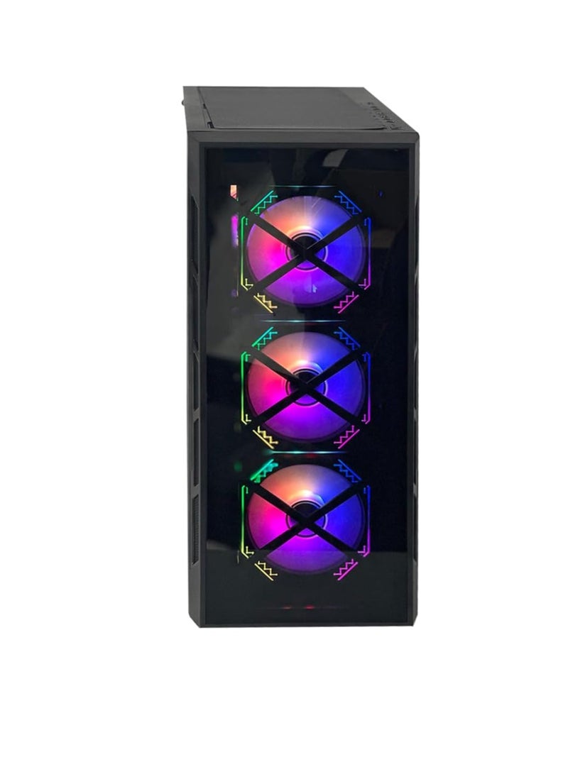 WJCOOLMAN TRIO 4DF RGB Mid Tower Gaming PC Case – Black - Image 1