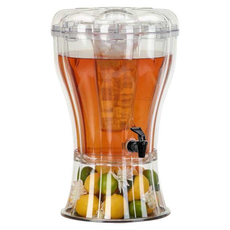 Buddeez Clear Drink 3.5 Gallon Plastic Beverage, Comes with Stand, Spigot, Ice Cone, Large Punch Dispenser for Parties - Image 1