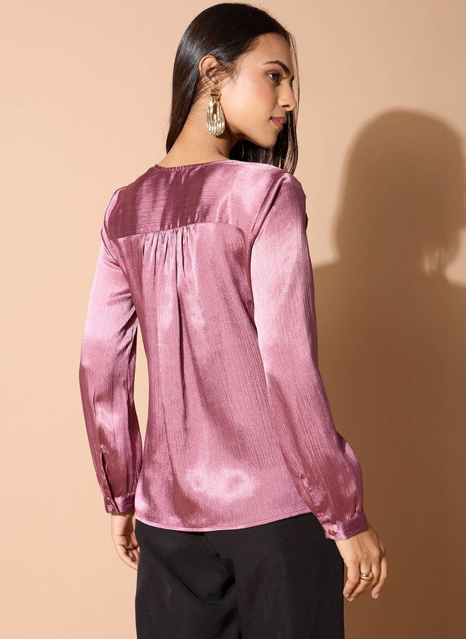 SALT ATTIRE Ruffles Satin Top - Image 5