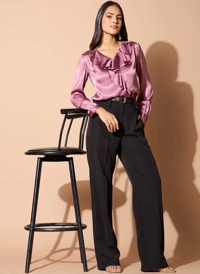 سولت اتاير SALT ATTIRE Ruffles Satin Top