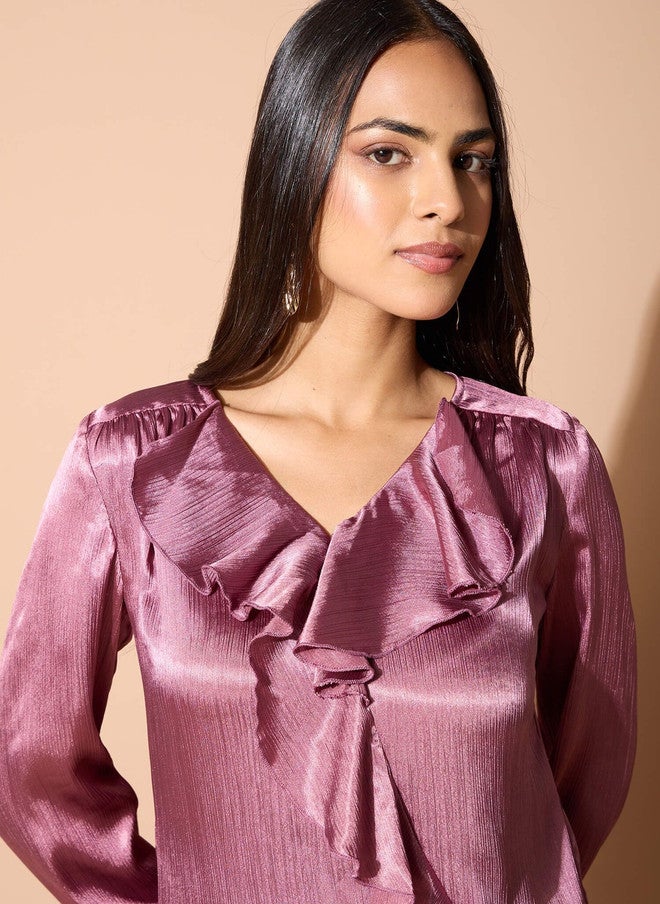 SALT ATTIRE Ruffles Satin Top - Image 3