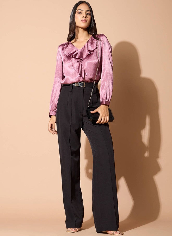 SALT ATTIRE Ruffles Satin Top - Image 4