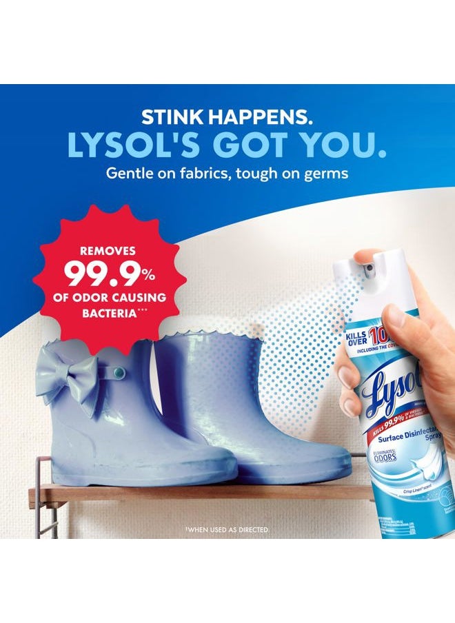 Lysol - Disinfectant Spray, Household Essential Cleaning Supplies, Multi-Purpose Room Spray, Antibacterial Sanitizer Spray, Upholstery Deodorizer, Home and Bathroom, Crisp Linen,19 Fl Oz (Pack of 2) - Image 1