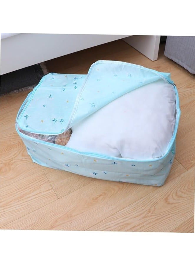 شنطة تخزين كبيرة محمولة مقاومة للماء مع سحابات، قماش اوكسفورد سميك شديد التحمل، شنطة منظمة مثالية للسفر واللحاف والبطانيات، مقاس جامبو 70 × 50 × 30 سم (زهرة زرقاء فاتح) - Image 3