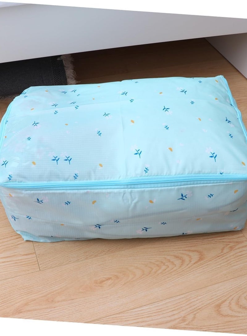 شنطة تخزين كبيرة محمولة مقاومة للماء مع سحابات، قماش اوكسفورد سميك شديد التحمل، شنطة منظمة مثالية للسفر واللحاف والبطانيات، مقاس جامبو 70 × 50 × 30 سم (زهرة زرقاء فاتح) - Image 4