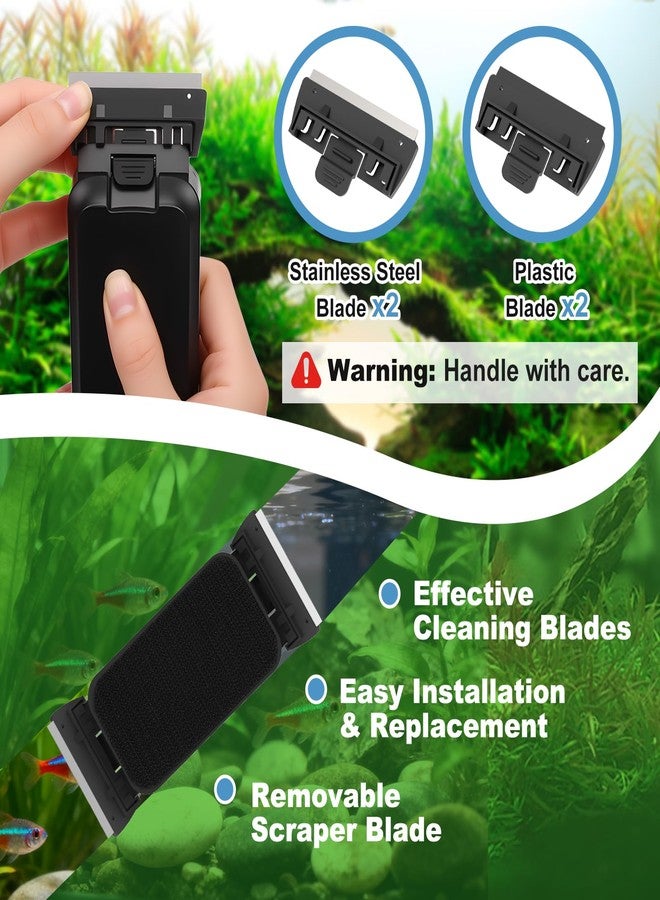 fishkeeper Magnetic Aquarium Glass Cleaner, Dual-Blades Algae Fish Tank Glass Cleaner Brush for 0.2-0.4 Inch Thick Glass Aquariums Tank, Self-Floating Scrubber Brush with 4 Detachable Scraper - Image 4