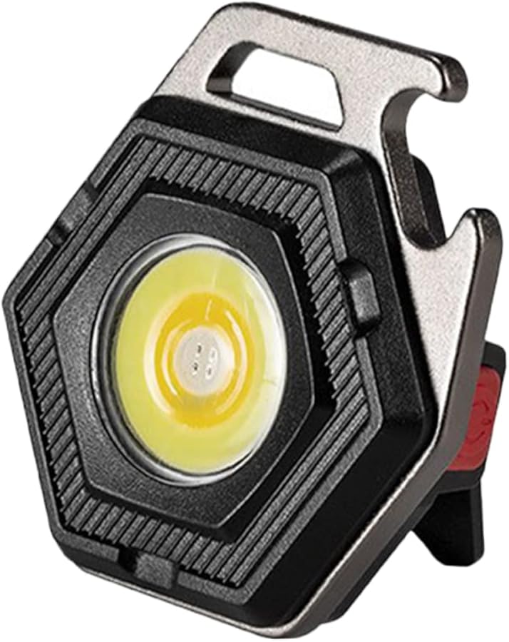 مصباح يدوي قابل لإعادة الشحن على شكل مفتاح كوب، متعدد الوظائف، مصباح عمل، للاستخدام الخارجي، جيب، منفذ نوع سي - Image 2