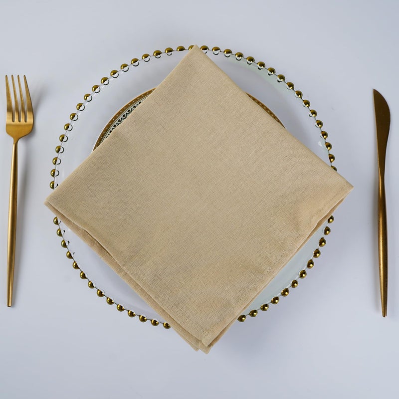 INFEI Solid Color Blended Fabric Thin Dinner Cloth Napkins - Set of 12 (40 x 40 cm) - for Events & Home Use (Beige) - Image 4