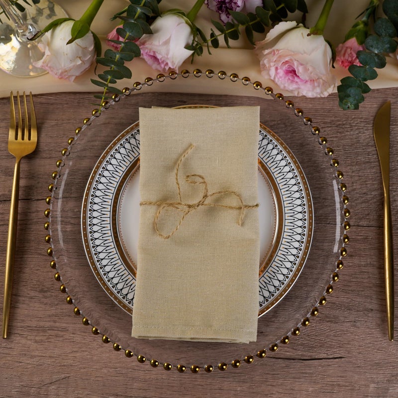 INFEI Solid Color Blended Fabric Thin Dinner Cloth Napkins - Set of 12 (40 x 40 cm) - for Events & Home Use (Beige) - Image 5