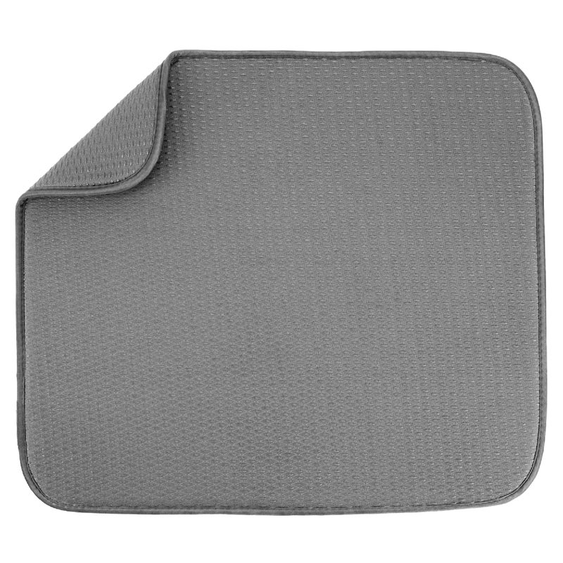 S&T INC. ST INC Dish Drying Mat 16 x 18 Absorbent Microfiber Kitchen Counter Mat Drying Pad for Dishes Utensils Pots and Pans Large Diamond Texture Grey - Image 2