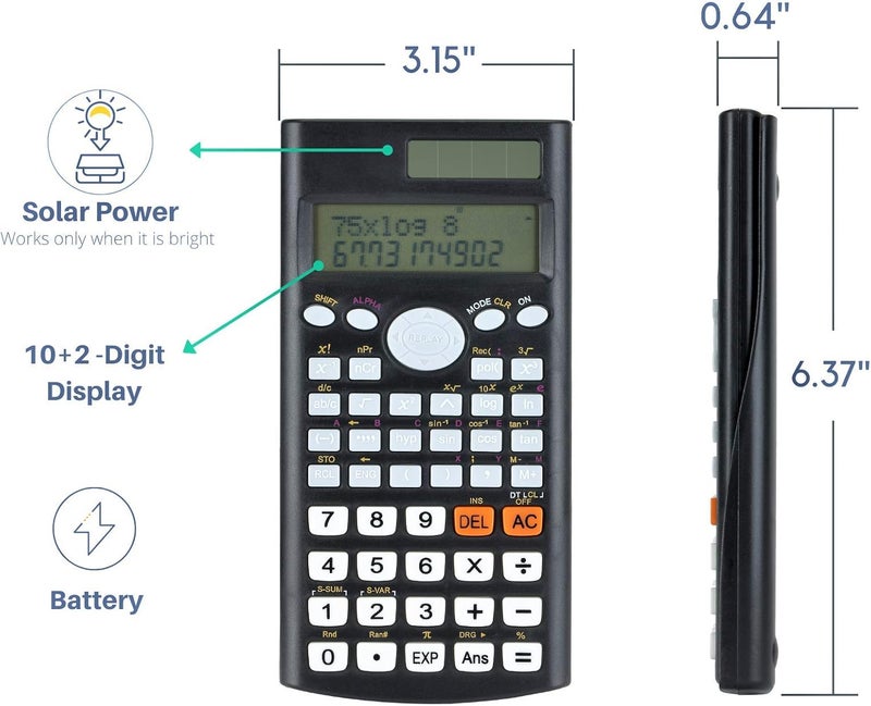 Big & small space compatible - Scientific Calculator, Solar Power, 2 Line Calculator, Calculator for School, Fraction Calculator, Calculator Scientific, Statistics Calculators, College Calculators Trendy economical quality - Image 3