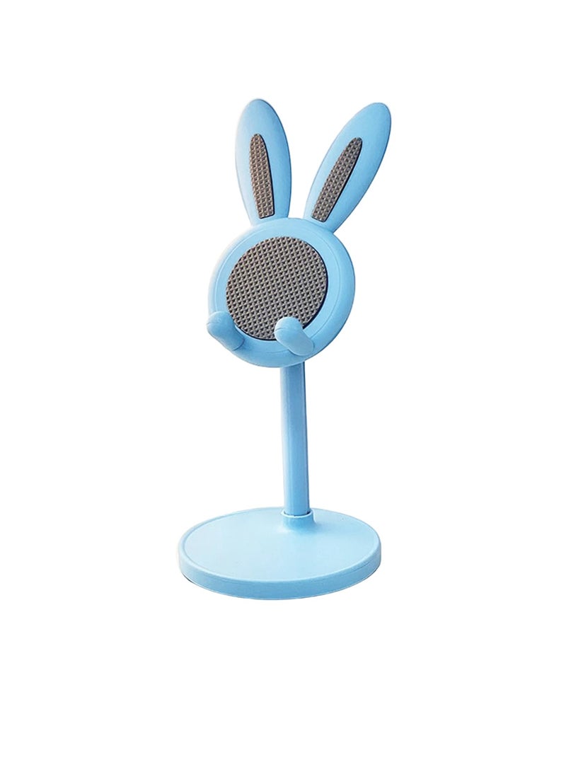 AROAQ حامل هاتف أرنب لطيف، حامل هاتف محمول مكتبي متين، حامل لوحي قابل للتعديل ومضاد للانزلاق، حامل هاتف محمول محمول متوافق مع جميع الهواتف المحمولة والأجهزة اللوحية، (أزرق) - Image 1