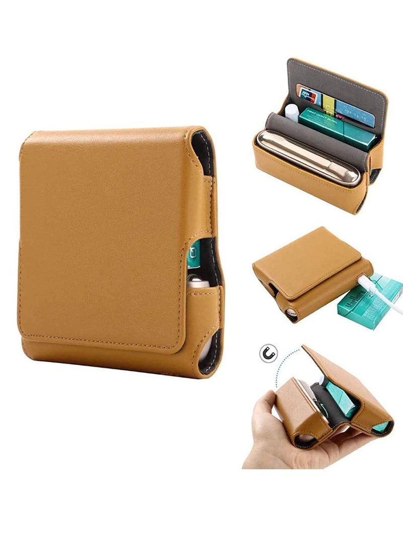 Generic Gooder Carry Case Cover PU Leather for IQOS 3.0 Wallet with Cartridge Slot Magnetic Compact Storage Box Holder Pouch Bag Lanyard (Brown)  - Image 1