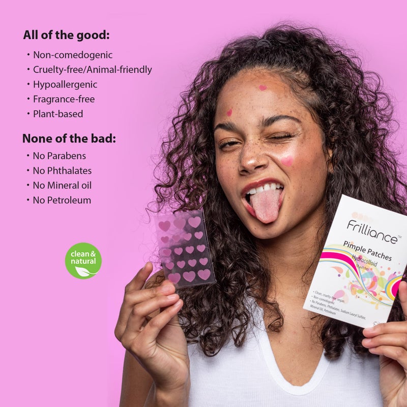 Frilliance Pink Heart Shaped Hydrocolloid Acne Pimple Patches for Zits and Blemishes (18 Count, 2 Sizes) Spot Treatment Stickers for Face & Skin, Vegan and Cruelty Free - Image 3