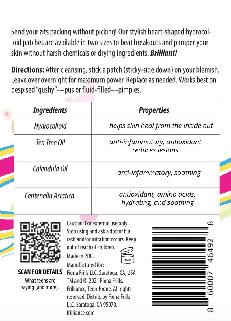 Frilliance Pink Heart Shaped Hydrocolloid Acne Pimple Patches for Zits and Blemishes (18 Count, 2 Sizes) Spot Treatment Stickers for Face & Skin, Vegan and Cruelty Free - Image 2