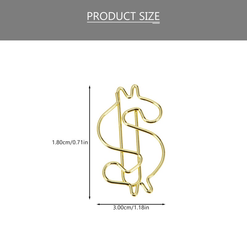 50 Pcs Gold Alloy Dollar Design Decorative Paper Clips Book Page Markers Office School Supplies - Image 3