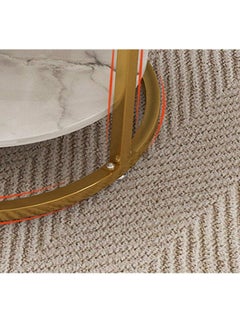 NKX Oval Coffee Table White Marble design with Gold Steel Frame and Glass  - Image 4